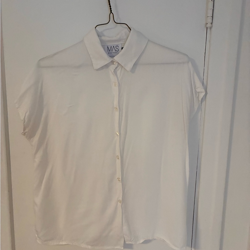 White Short Sleeve Button-Up Shirt